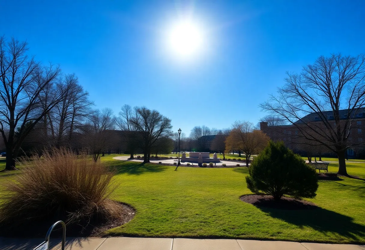 Clear skies and sunny day in Greenwood SC park
