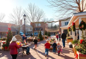 Families enjoying warm weather outdoors in Greenwood SC on Christmas Eve.