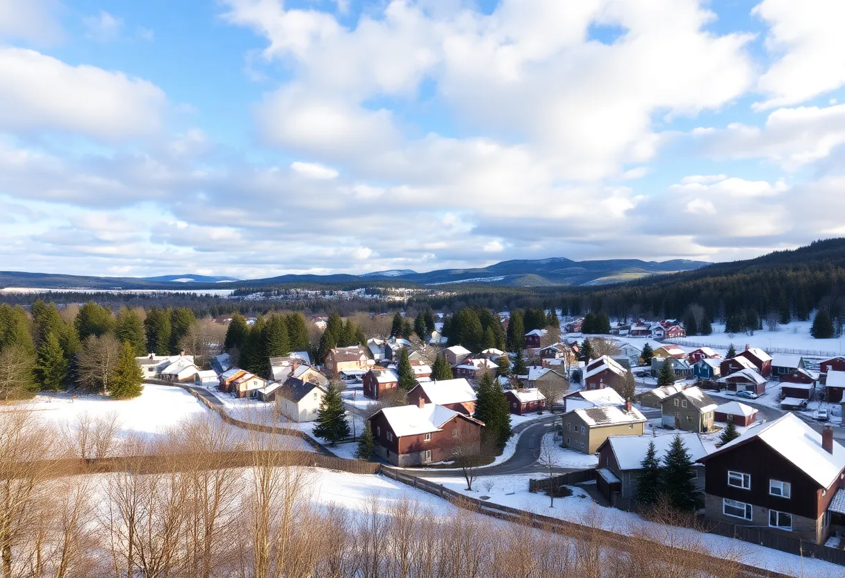 Winter landscape of Greenwood, SC showing cloudy skies and greenery
