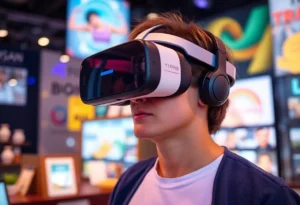 Person experiencing virtual reality in a marketing context