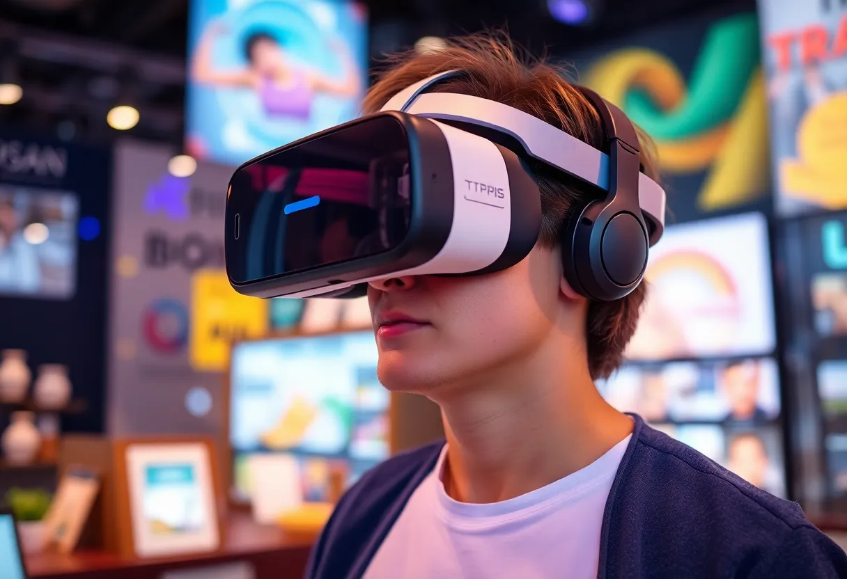 Person experiencing virtual reality in a marketing context