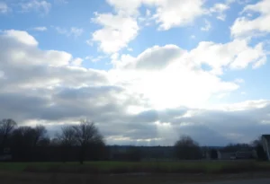 Morning landscape of Greenwood with partly cloudy skies