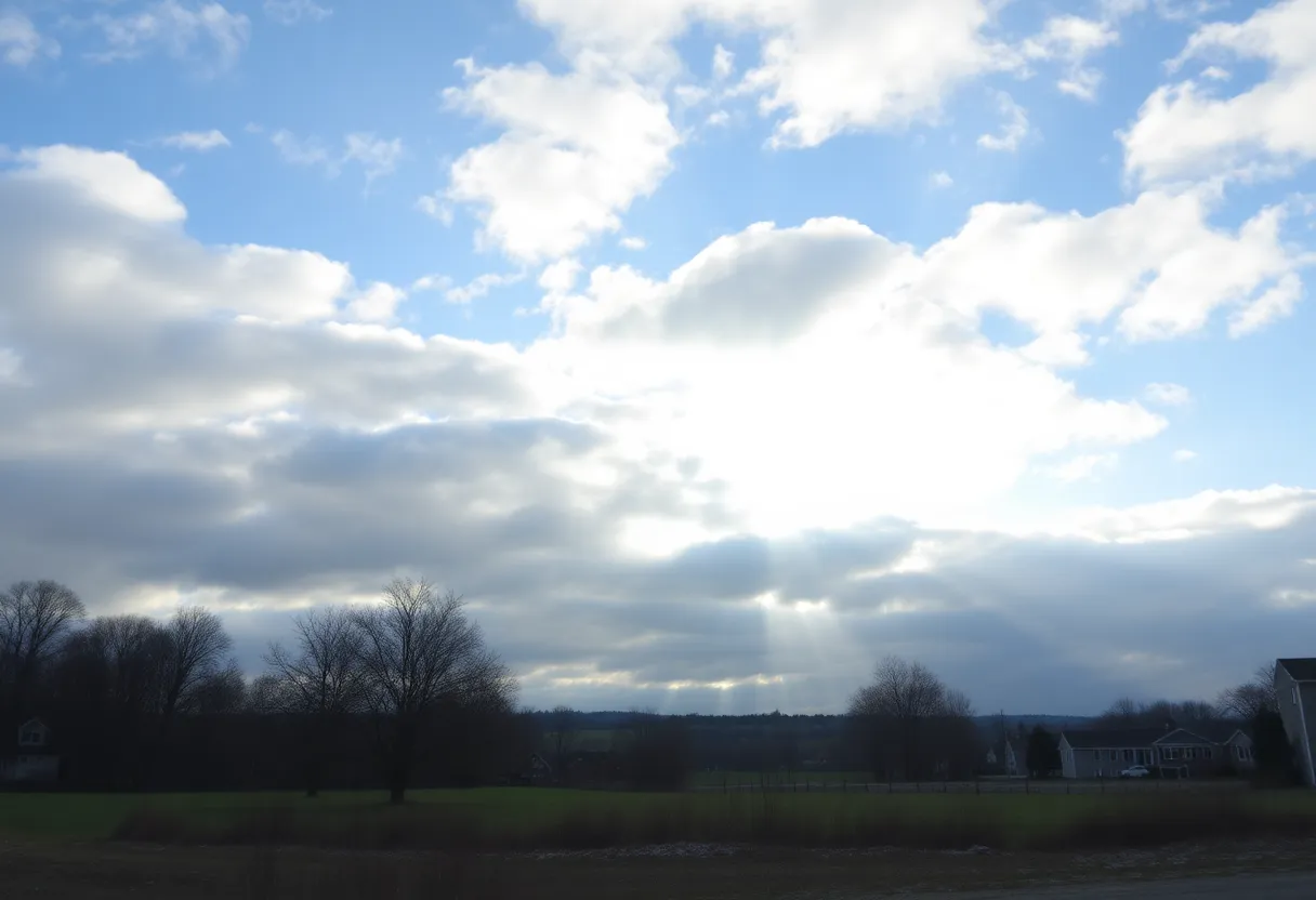 Morning landscape of Greenwood with partly cloudy skies