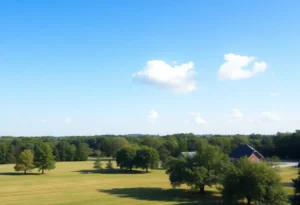Landscape view of Greenwood SC with clear skies