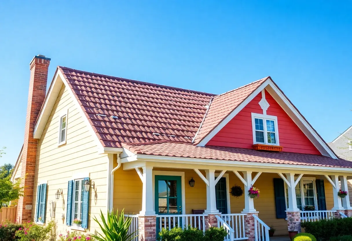 A beautifully upgraded roof showcasing vibrant colors and decorative features.