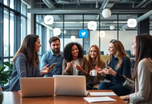 Group of people providing feedback in a modern workspace