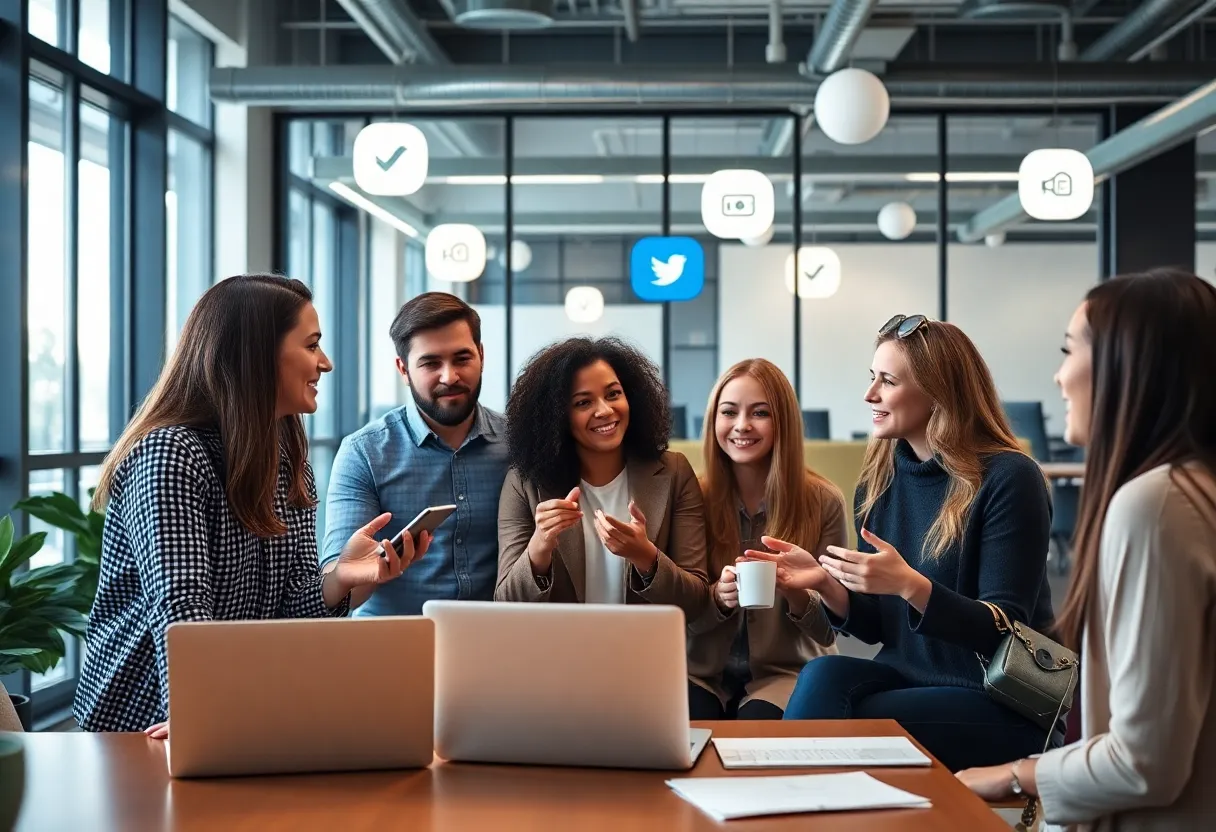 Group of people providing feedback in a modern workspace