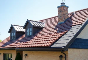 Different types of energy efficient roofing materials on a residential home