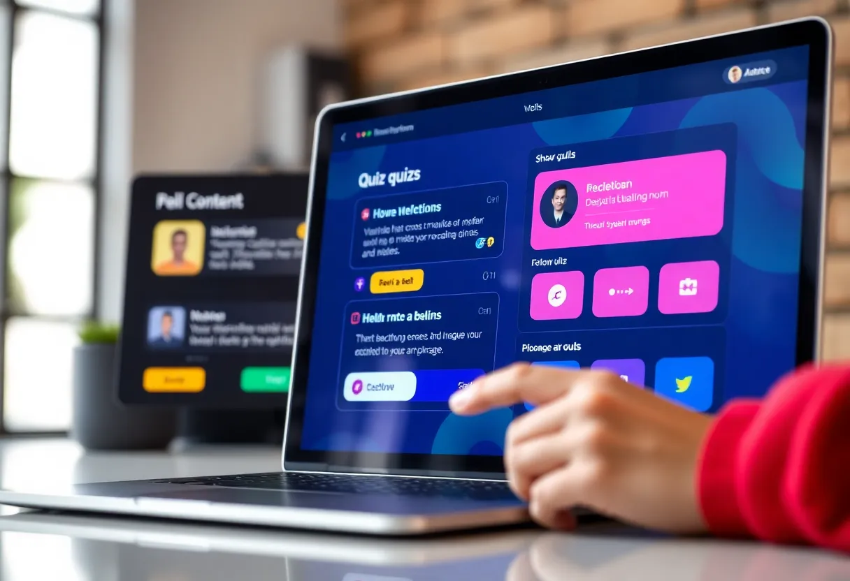 An illustration of interactive content like quizzes and polls in digital marketing.