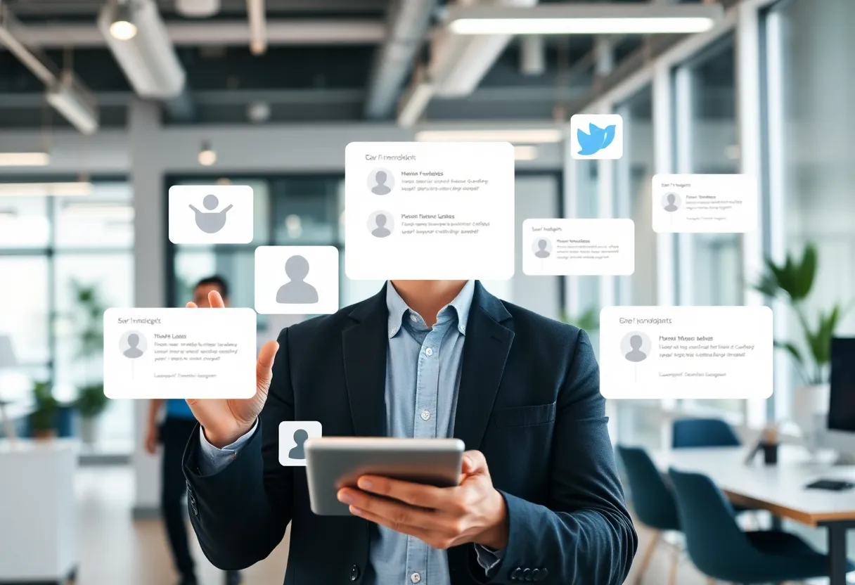 A modern office displaying user feedback tools in digital marketing.