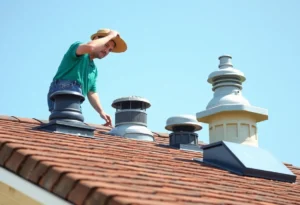 Homeowner inspecting roof ventilation systems.