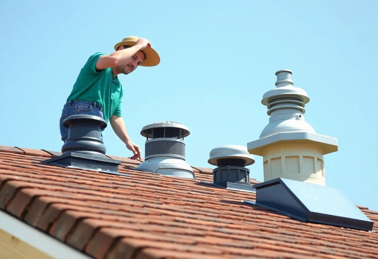 Homeowner inspecting roof ventilation systems.