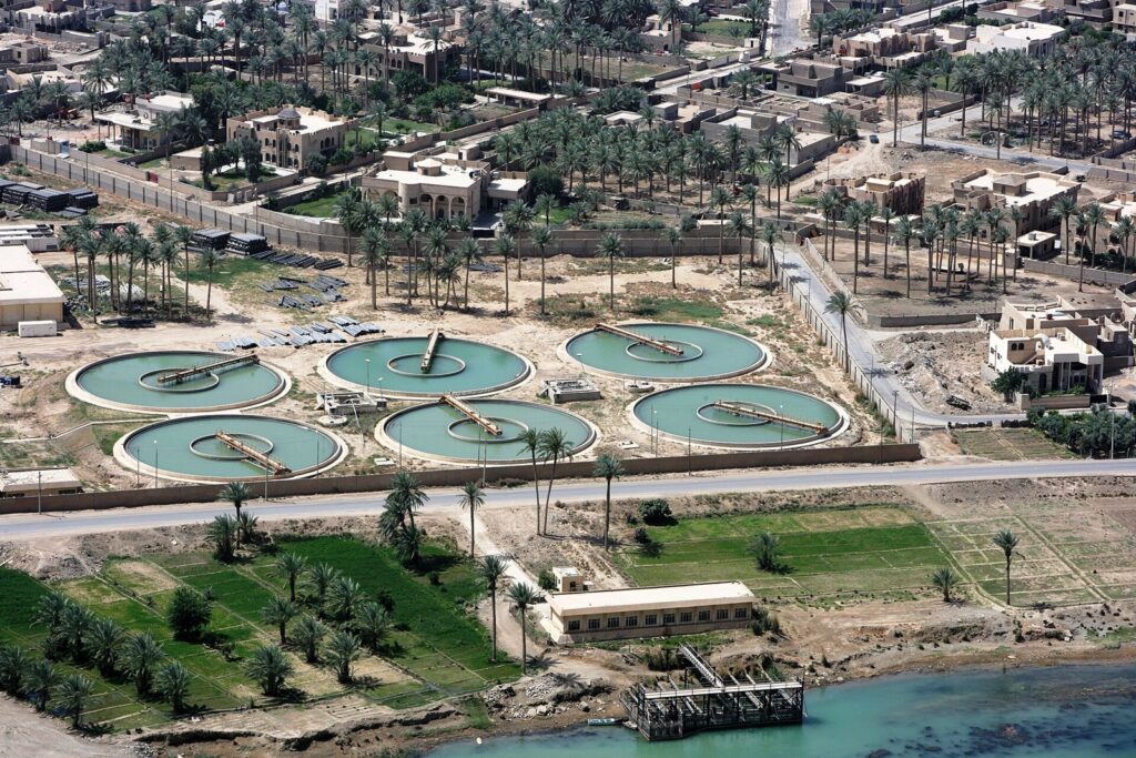 Water treatment plant from above