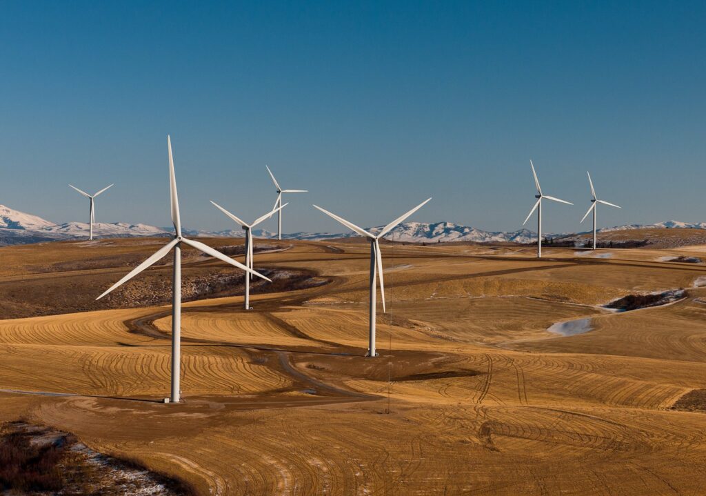 Wind turbines on a ridge