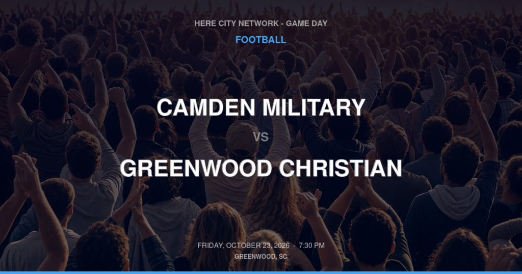 Camden Military vs. Greenwood Christian — Football Game Day — Greenwood, SC — Oct 23, 2026