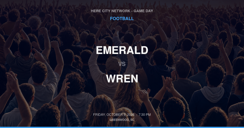 Emerald vs. Wren — Football Game Day — Piedmont, SC — Oct 9, 2026