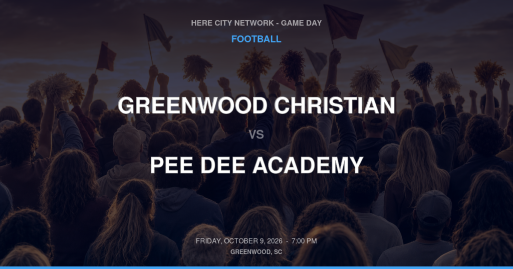 Greenwood Christian vs. Pee Dee Academy — Football Game Day — Mullins, SC — Oct 9, 2026