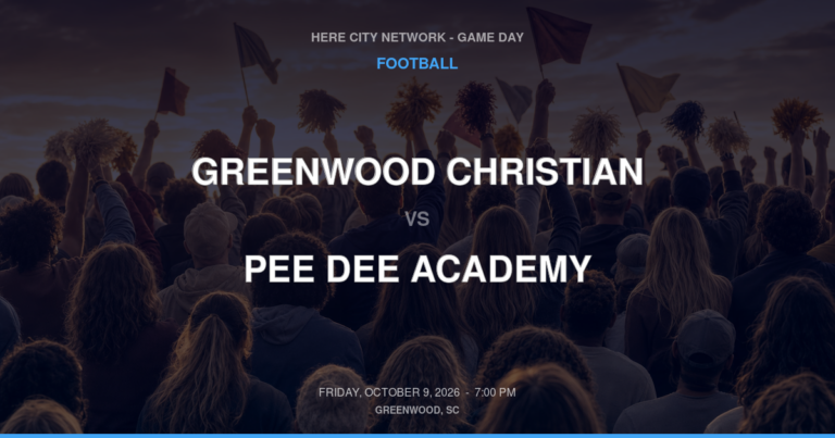 Greenwood Christian vs. Pee Dee Academy — Football Game Day — Mullins, SC — Oct 9, 2026