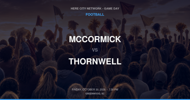 McCormick vs. Thornwell — Football Game Day — Clinton, SC — Oct 30, 2026
