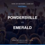 POWDERSVILLE vs EMERALD FOOTBALL game day graphic - Greenwood, SC
