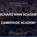RICHARD WINN ACADEMY vs CAMBRIDGE ACADEMY FOOTBALL game day graphic - Greenwood, SC